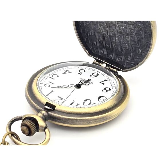 Skull & Roses Pocket Watch - Gothic Purple Floral Skeleton Charm Halloween Gift - Picture 3 of 10